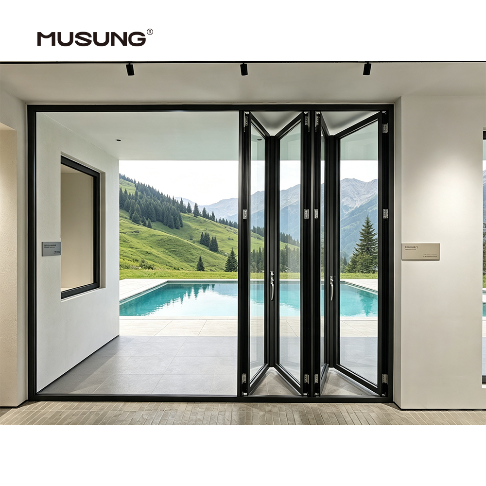 Aluminum Folding Patio Doors Exterior Accordion Bifold Door For Balcony Outdoor Design