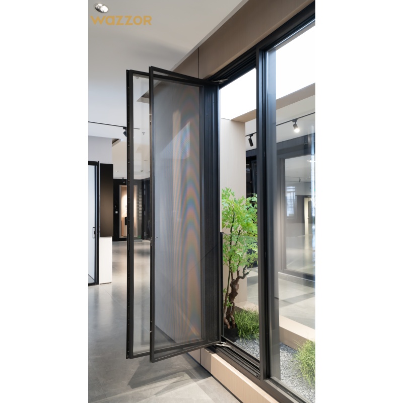 Wazzor New Style House Modern Simple Black Aluminium Casement Windows Hardware Frame