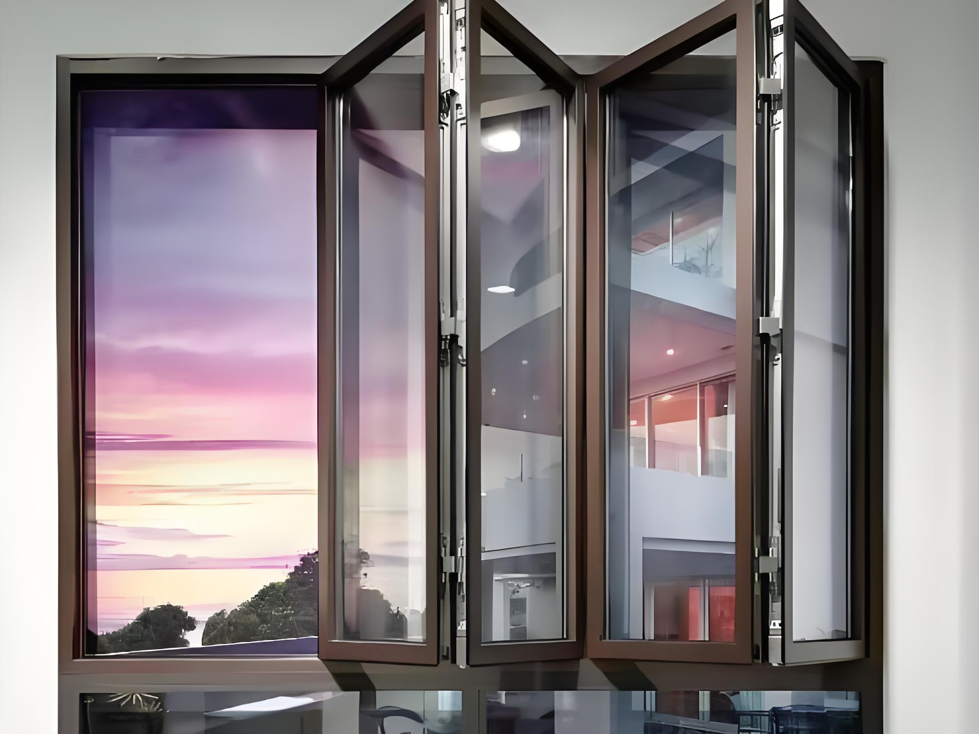 Exterior Aluminum Bifold Window Push-up Folding Windows Soundproof Double Glazed Window For Kitchen