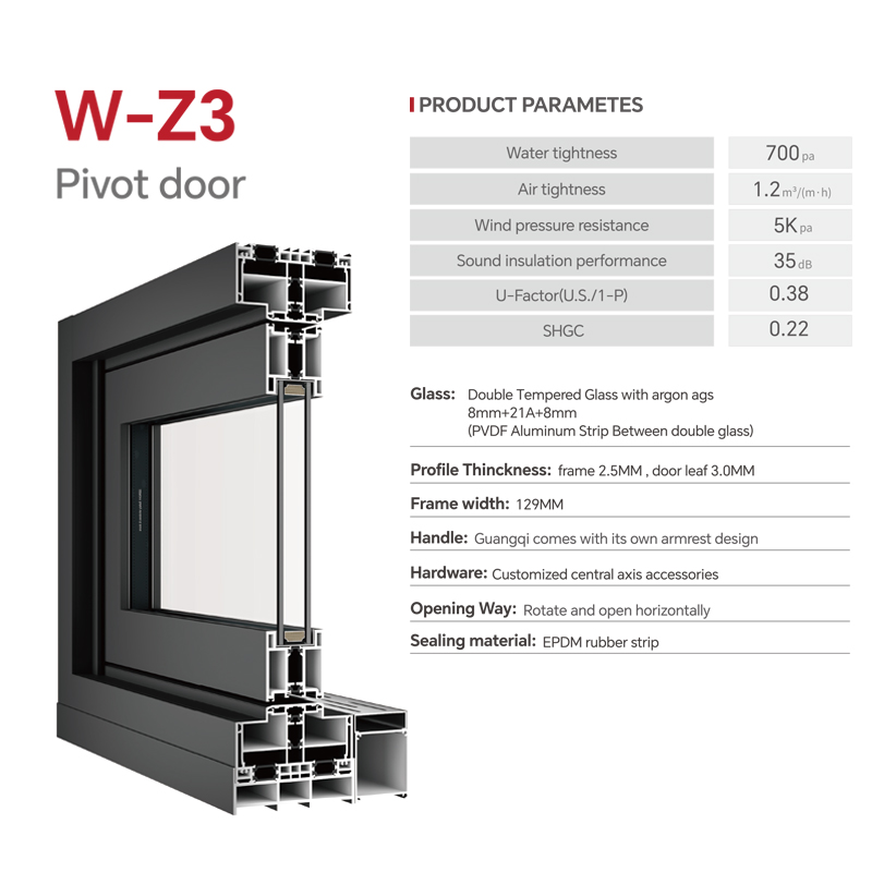 DERCHI Security Luxury Aluminum Pivot Door Heavy Duty Thermal Break Large Glass Aluminum Pivot Door for Modern House