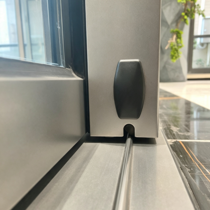 Hihaus Aluminum Sliding Windows for Houses Modern Porch Black Sliding Glass Windows with Shutters