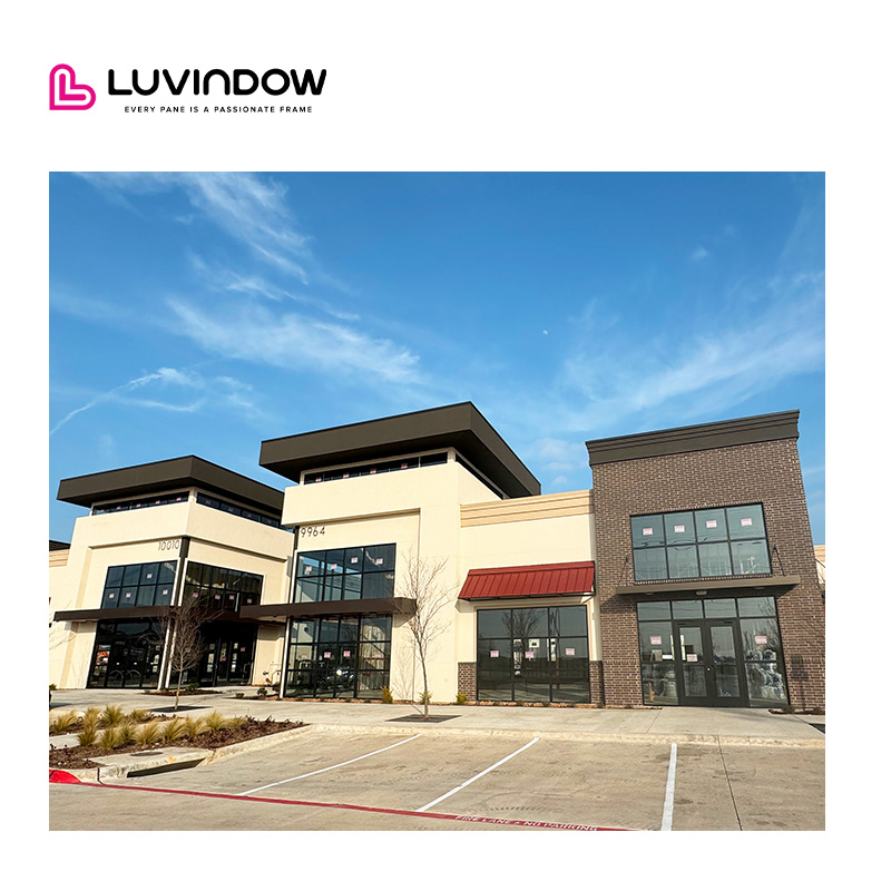 Chicago Business Exterior Storefront Windproof Aluminum Frame Double Tempered Glass Entrance Door