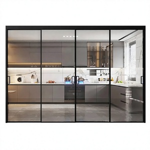 Thermal Break Aluminum Sliding Door Narrow Frame Flush Design Tempered Hollow Glass Low-E Soundproof for Villa Balcony