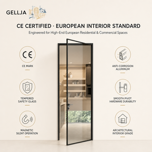 Narrow Frame Aluminum Glass Vertical Hinged Door