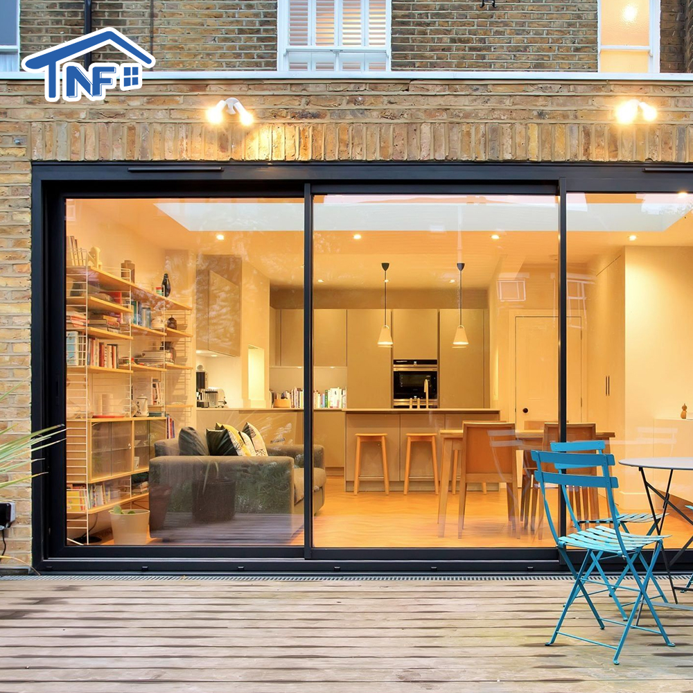Modern Design Aluminum Frame Sliding Opening Glass Door Waterproof Fiberglass Screen Netting Finished Surface for Villa