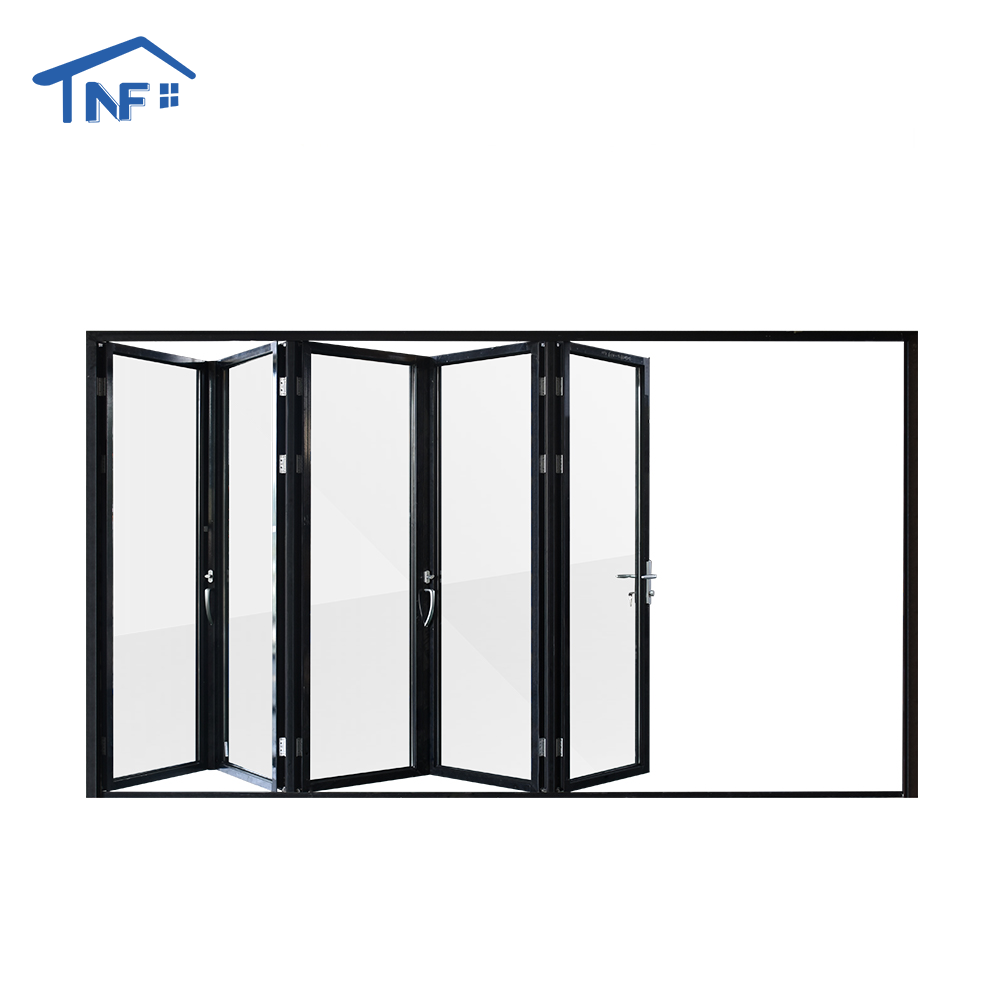 NFRC Certified Large Aluminum Folding Door Tempered Glass Household Design With Modern Style Foldable For Villa Application