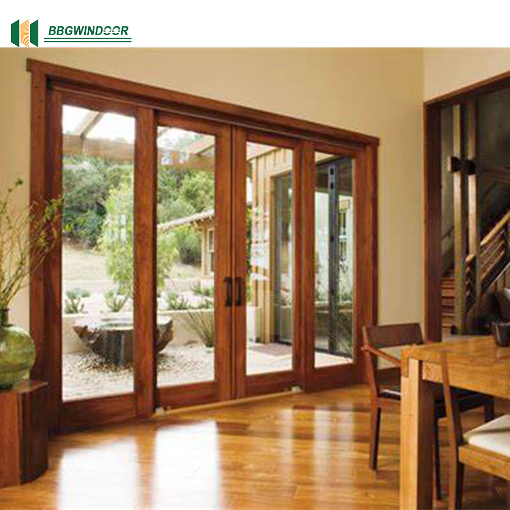 Lukliving Modern Style Aluminum Alloy Clad Wood Exterior Sliding Glass Doors with Sound Insulation and Finished Surface