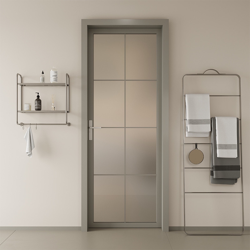 Interior Glass Bathroom Door | Aluminum Alloy Soundproof Door for Living Room &amp; Office