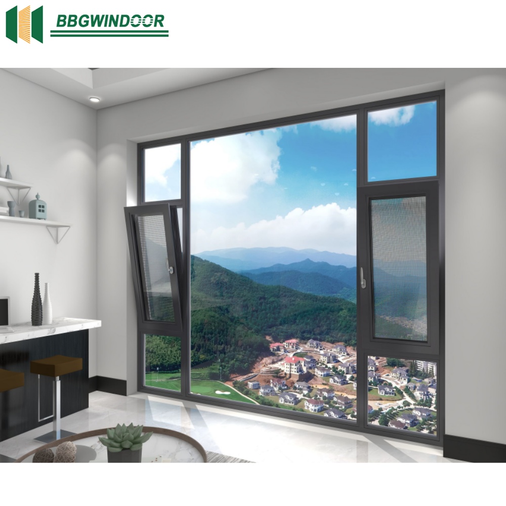 Lukliving Manufacture Wholesale Energy Efficient Heat Insulation Aluminum Frame America Style Windproof Tilt and Turn Windows