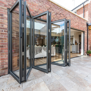 Aluminium Modern Hurricane Proof Glass Foldable Bifold Folding Patio Doors for Outdoor Use