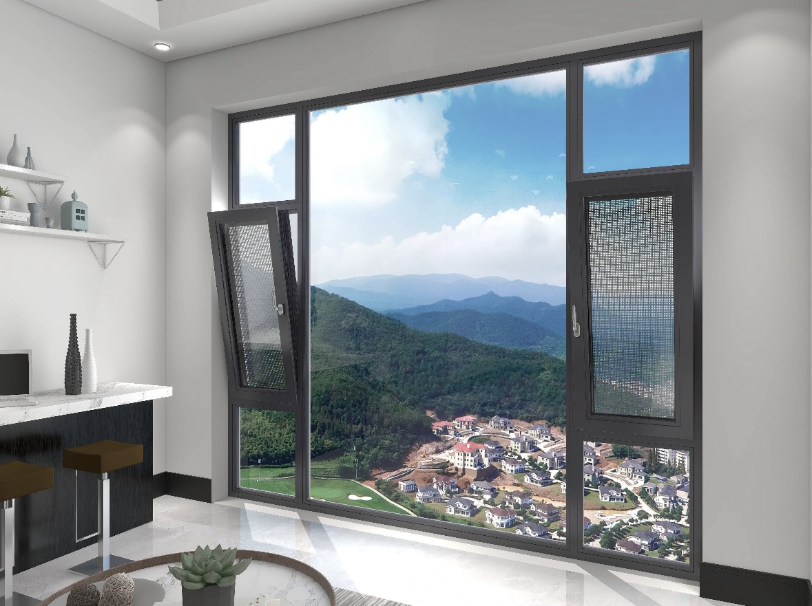 Aluminum Alloy Casement Windows Ventilated Safe Inwards Opening Tilted Design for Exterior Bathroom Villa Featuring Tempered