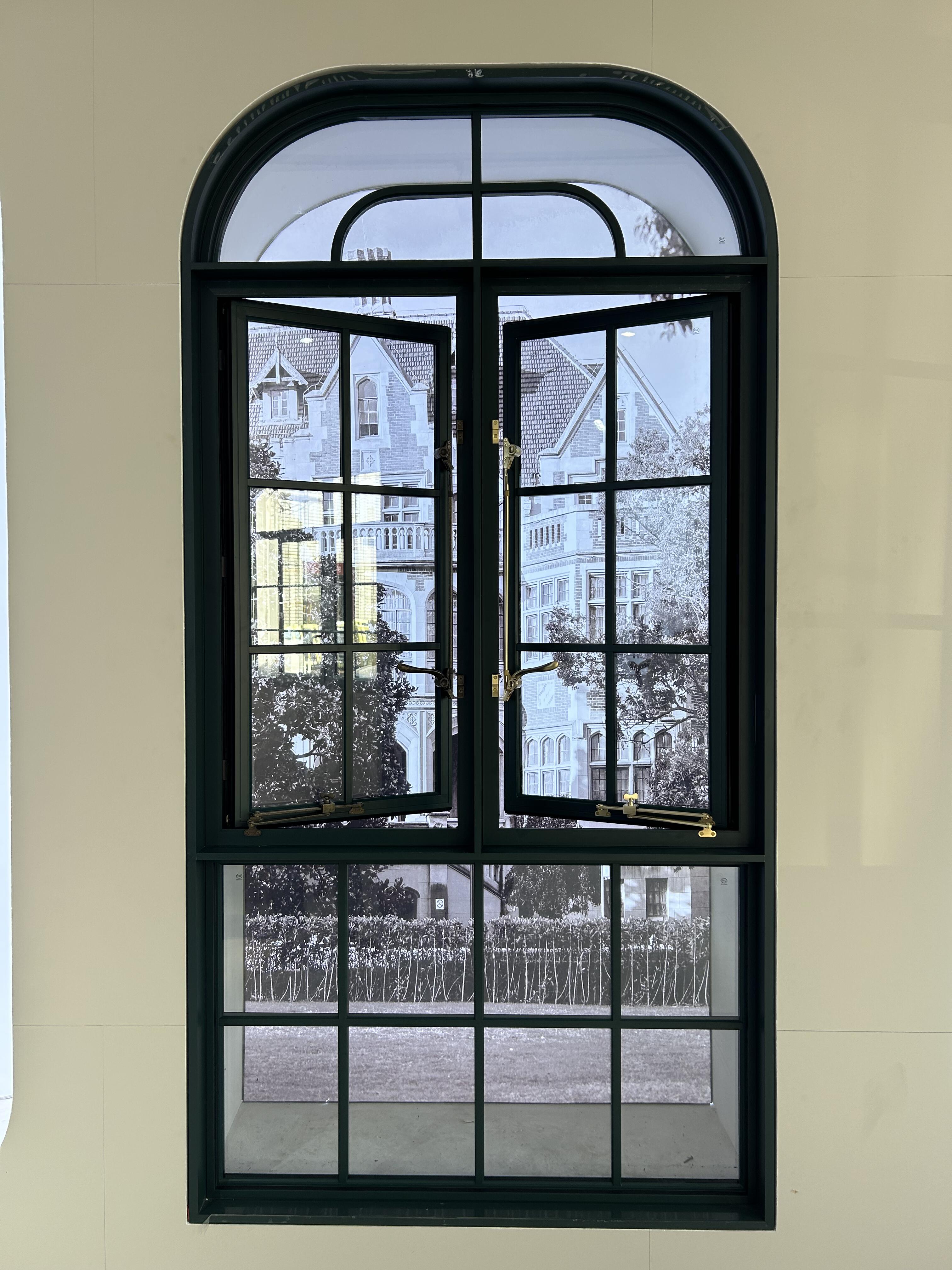 Modern Thermal Break Arched French Casement Windows Grill Design,Custom Arch Windows for Hotel and Resort Project