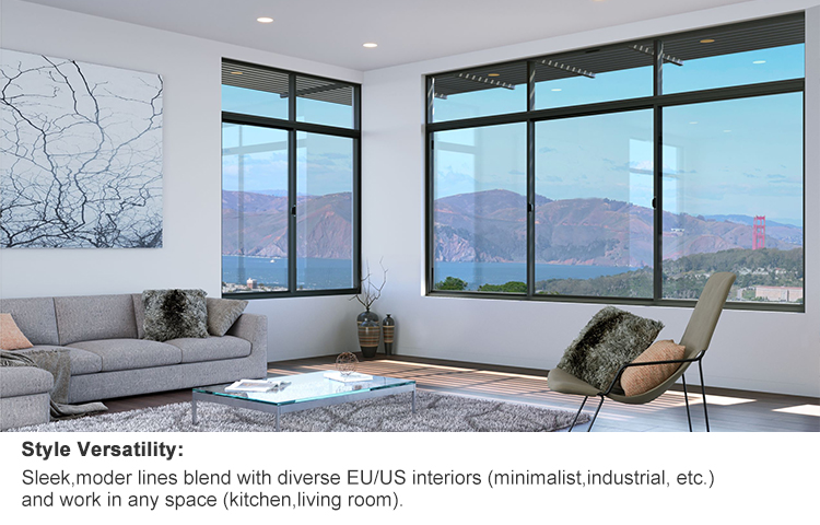 Thermal Break Wide View Soundproof Double Glazed Anti Sway Balcony Aluminum Sliding Windows Wide View Aluminium Window