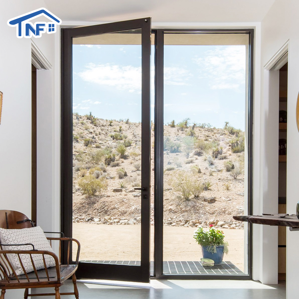 Modern Interior Aluminium Glass Arched French Doors NFRC Casement with Manual Opening Finished Surface