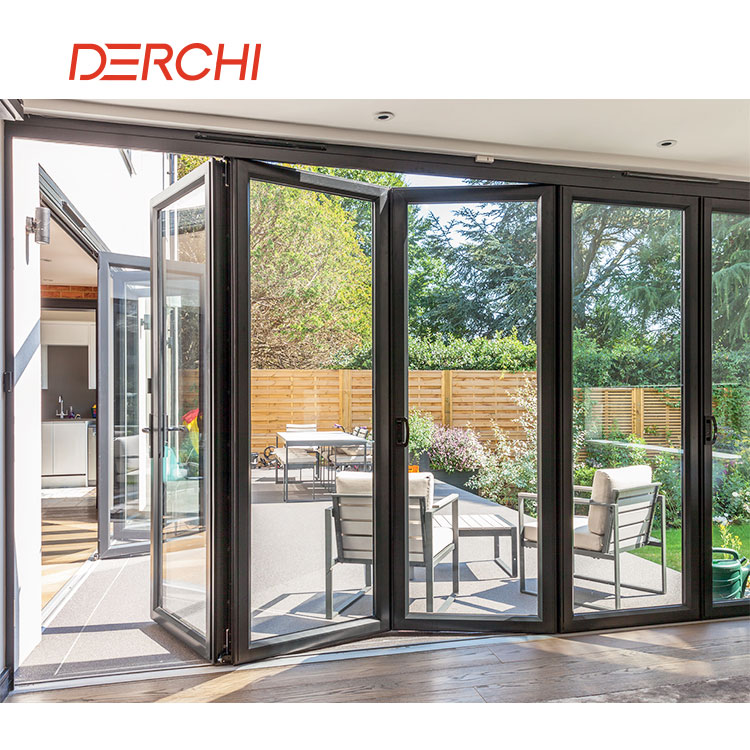 12 Feet Air Tightness Aluminum Tempered Glass Patio Accordion Folding Doors