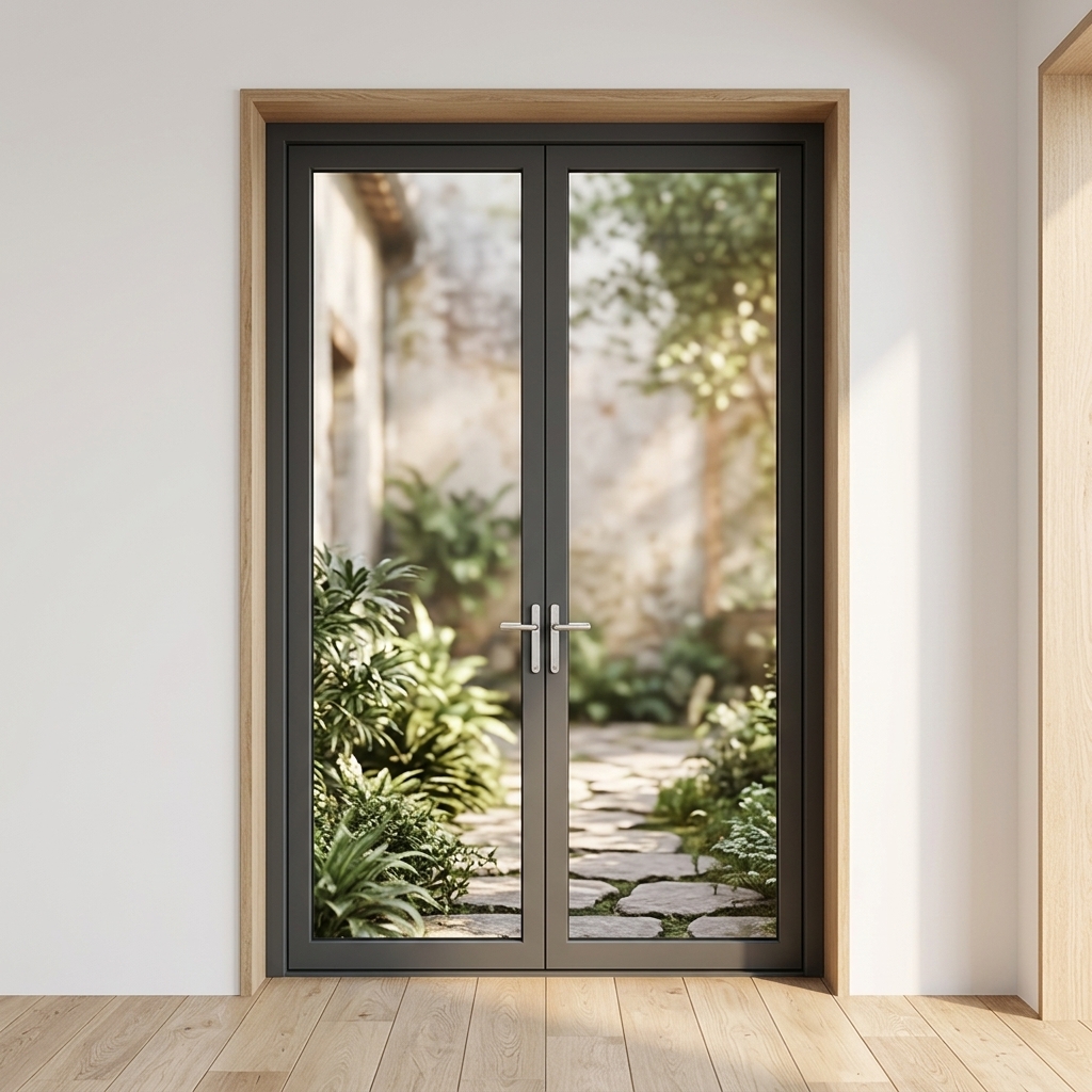 Customized Bulk Insulated Front Entry Doors French Doors Factory Direct Entry Aluminum Casement Doors