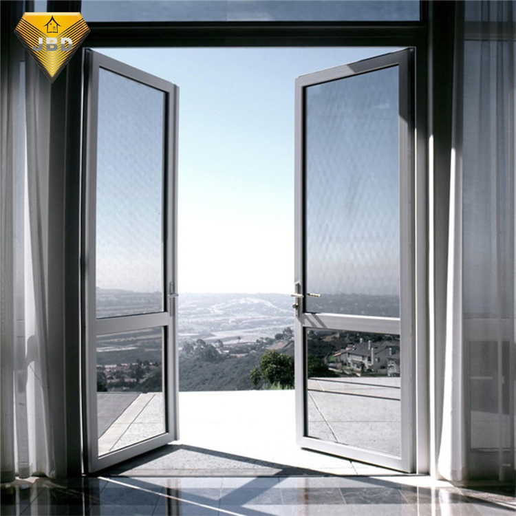 French Open Aluminum Alloy Steel Glass Door Features