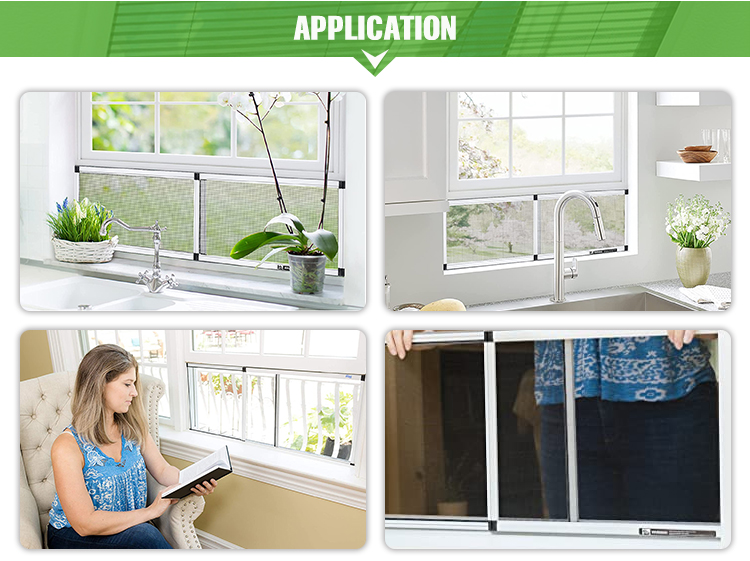 Modern Anti-Mosquito Fiberglass Screen Windows with Extensible Adjustable Insect Screens Fire-Proof & Washable