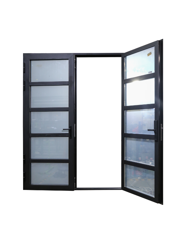 Hihaus Custom Glass Double Swing Door for Villa and Courtyard Aluminum Frame Tempered Glass Sakya Door