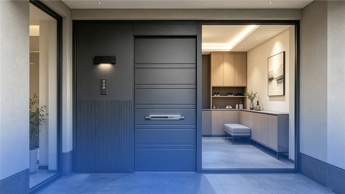 Modern thermally broken aluminum entry door for Middle East villas