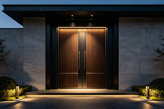 Installed DERCHI entry door delivered to an overseas project