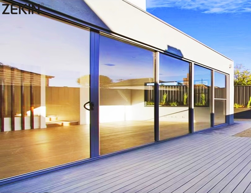 Customized Aluminium Sliding Door Energy Efficient Double Tempered Glass Avoid Hurricane-impact With Rail Sliding Door For Sale