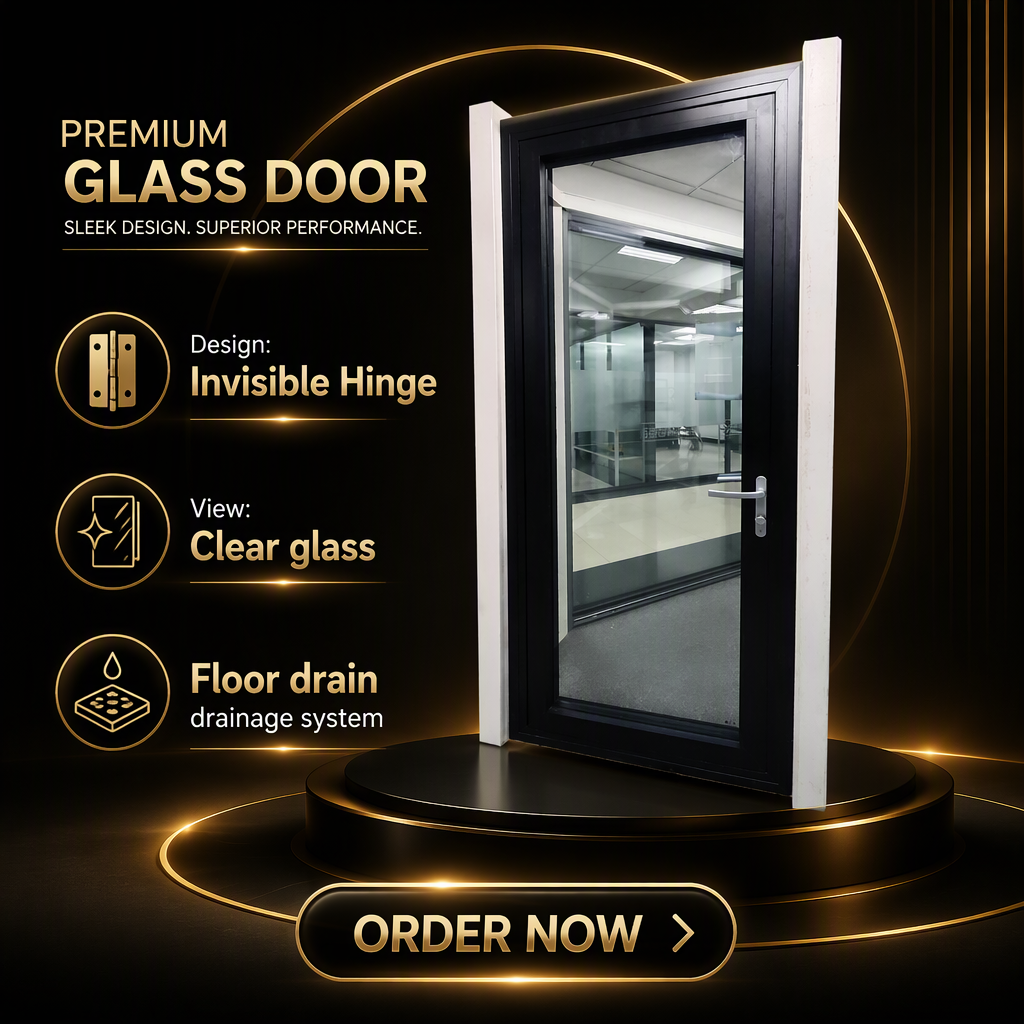 High Quality Aluminum Alloy Swing Doors Double Tempered Glass Outward Opening Commercial Shop Front Impact Resistant