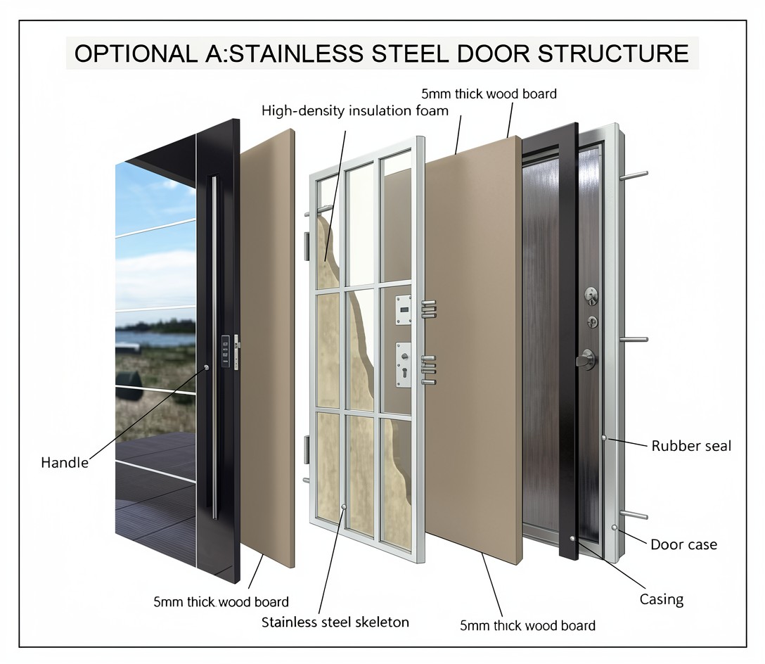 American High Quality Modern Exterior Entry Anti-Theft Security Door Hotel Villa Living Room Aluminum Alloy Manual Opening