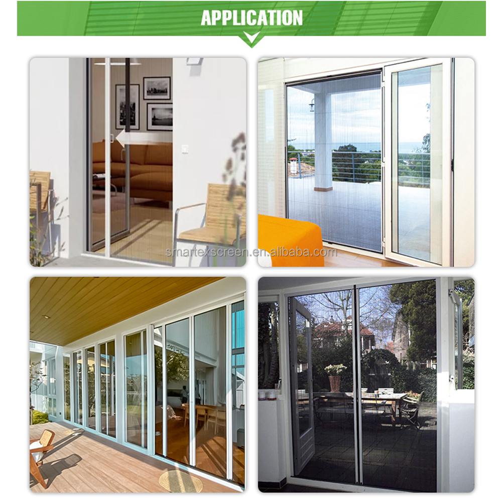 Aluminum Alloy Frame Pleated Mesh Folding Screen Doors Blinds Components Patio Insect Sliding Fly Screen Door