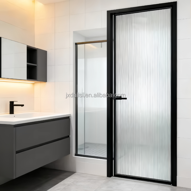 Modern Designed Aluminum Alloy Double Glazed Swing Casement Door Fiberglass Screen Netting Water Resistant for Hotel Bedroom