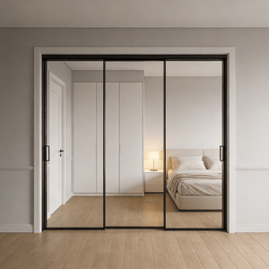 Aluminum Alloy Sliding Door with Glazing Tempered Glass for Kitchen Living Room Bedroom Bathroom Partition Use
