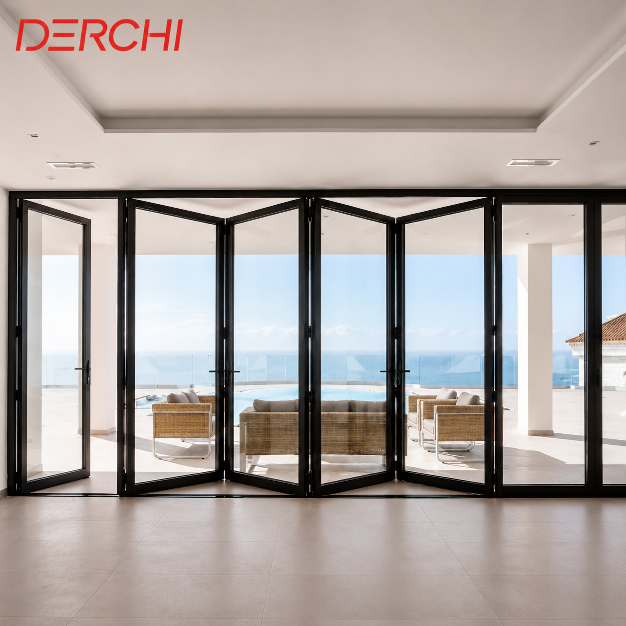 As2047 Australian Folding Door Double Glazed Glass Window External Patio Door Exterior Soundproof Balcony Aluminum Bi-fold Doors