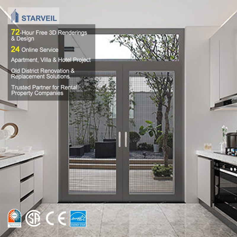 European Aluminum Doors Interior Aluminium Steel Framed Swing Glass Door Crittall Style Wrought Iron Entrance French Doors