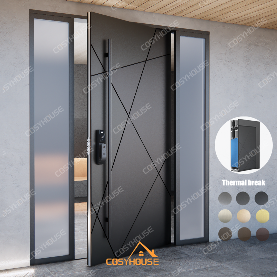 Steel Security Door Exterior Front Entry Door For House Villa Apartment With Custom Lock System