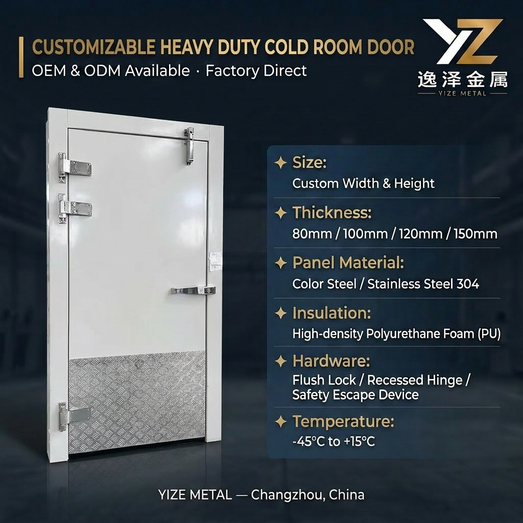 Heavy Duty Flushing Refrigerated Door Aluminum Alloy PVC Insulated Fully Embedded Modern Design Side Opening Industrial