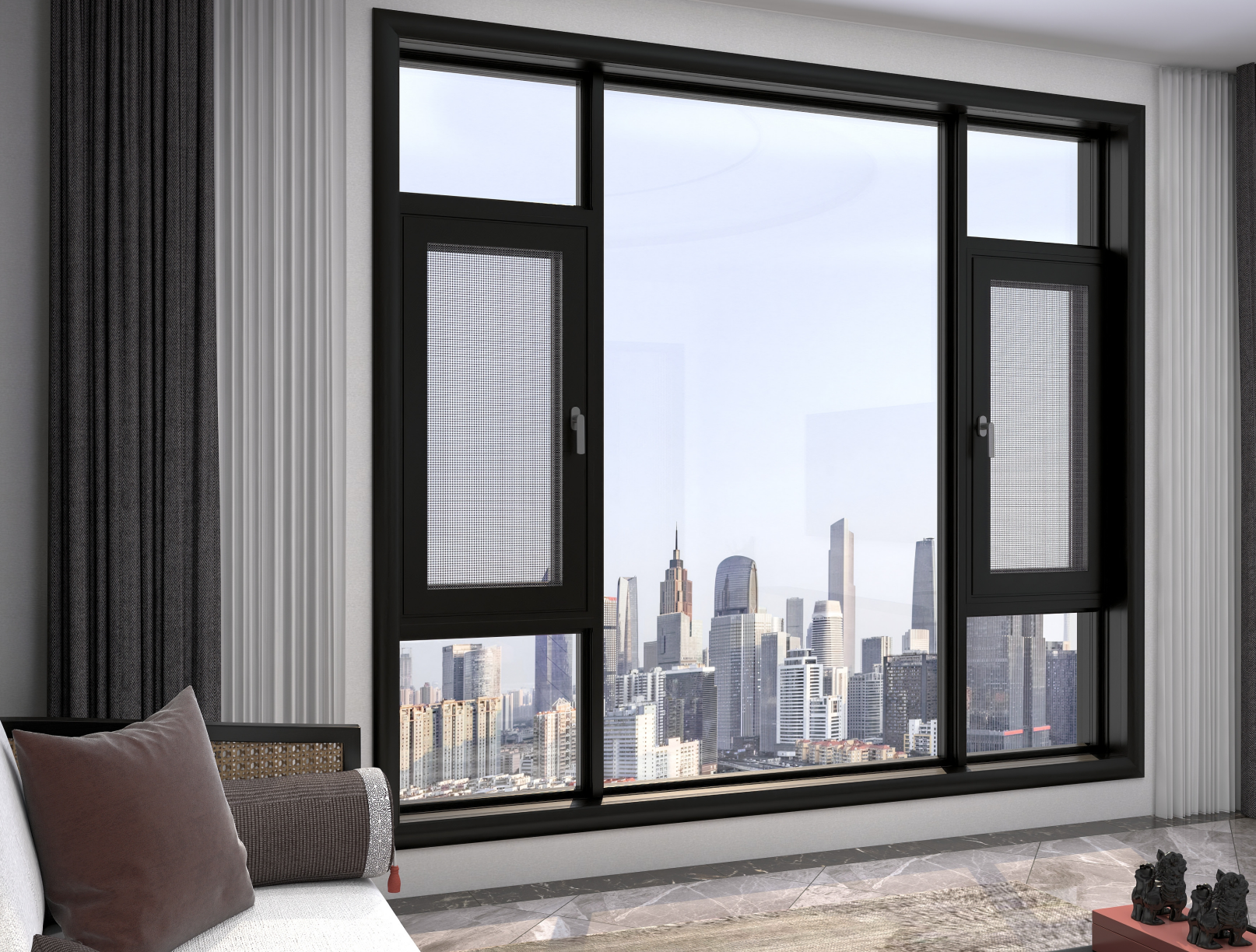 Modern Design Vertical Swing Aluminum System Doors and Windows Double Glazed for New House Construction Renovation