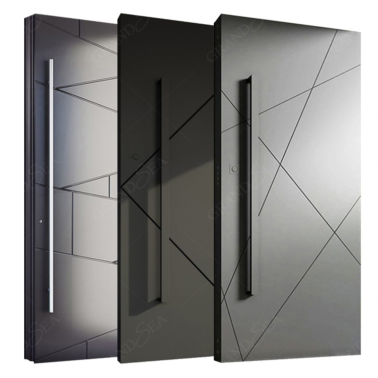 Modern Stainless Steel Pivot Entry Doors Luxury Villa Entrance Security Doors Aluminium Mental Front Exterior Doors Residential