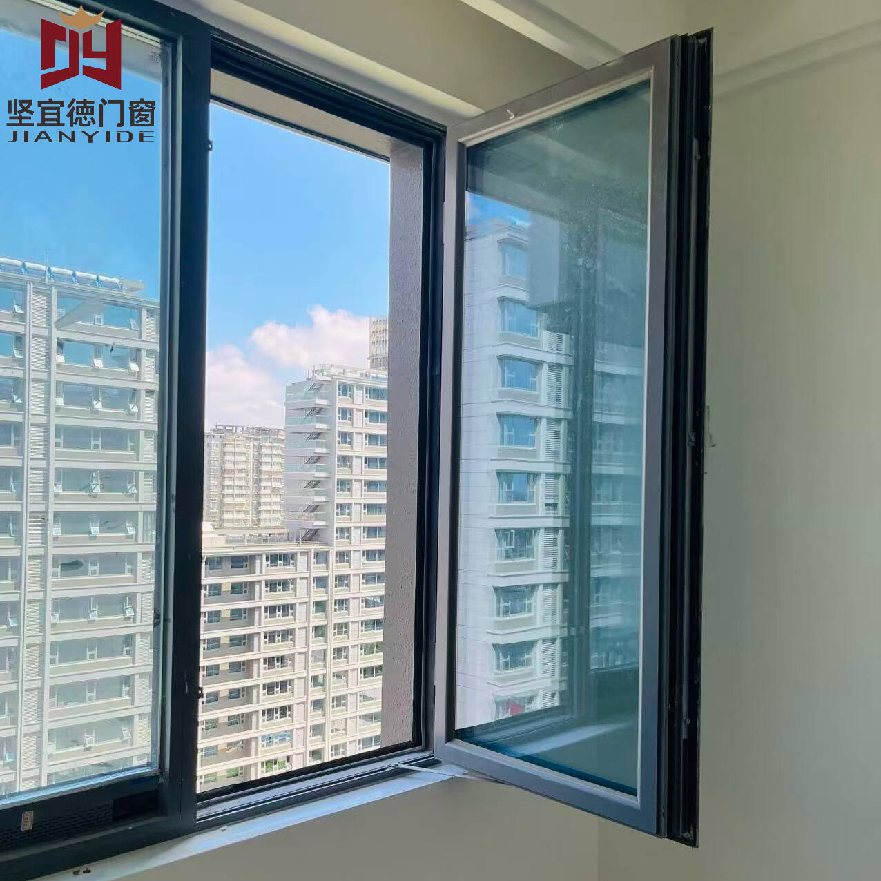 Modern Horizontal Swing Broken Bridge Aluminum Alloy Windproof Integrated Window Screens Casement Windows for Balcony Enclosure