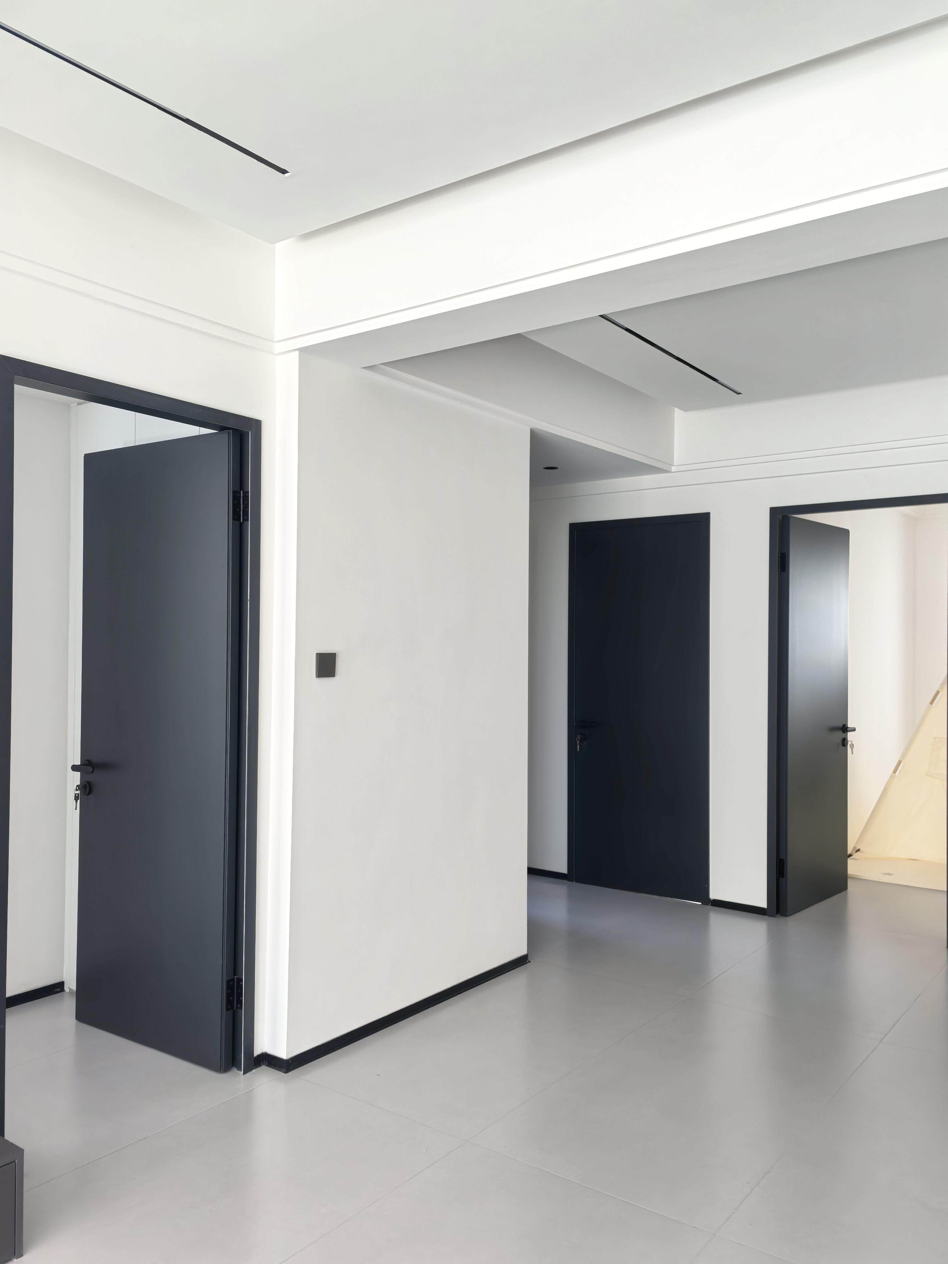 Extremely Narrow Aluminum-Wood Bedroom Door Moisture and Insect Resistant, Flat Exterior, Inward Opening Interior Door Set