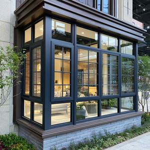 XIYATECH French Style Custom Size Double Tempered Glass Aluminum Bay Casement Windows for Residential House Apartment