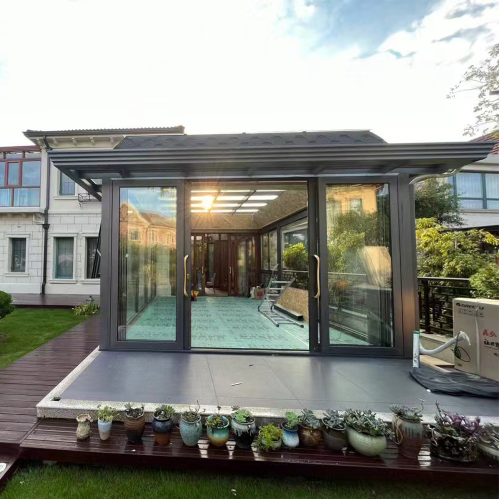 Modern High-quality Double Glazed Aluminum Sliding Patio Exterior Glass Back Door System Sound Insulation Water Hospital Hotel