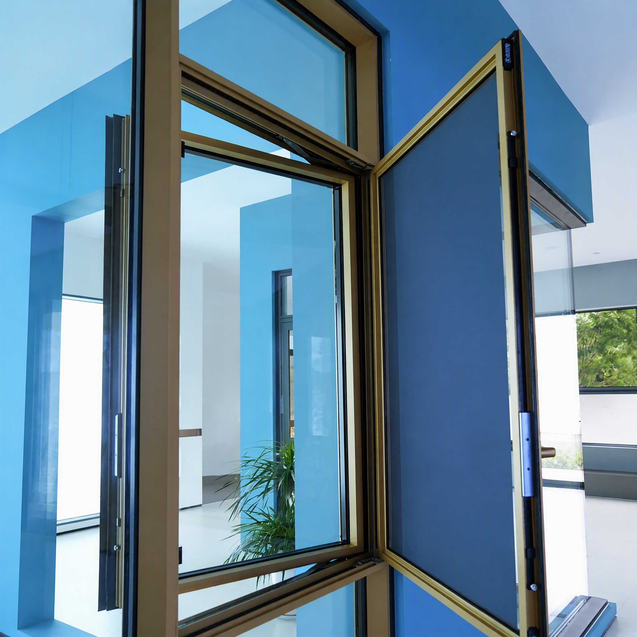 117 Series Aluminum Tilt Turn Windows Double Glazing Heat Insulated Hurricane Proof Aluminum Narrow Frame Tilt and Turn Window