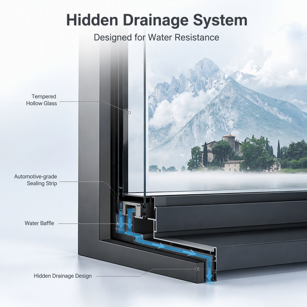 120 Series Thermal Break Casement Window King Kong Mesh Inner and Outer Frame Flush Glazing for Residential Projects