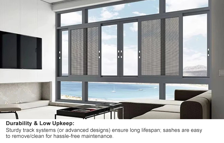 Thermal Break Wide View Soundproof Double Glazed Anti Sway Balcony Aluminum Sliding Windows Wide View Aluminium Window