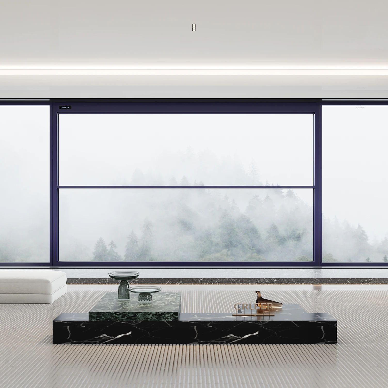 Electric Vertical Sliding Window Balcony Oversized View Smart Vertical Aluminum Glass Rain Sensor Vertical Moving Window