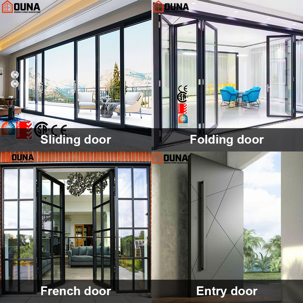 OUNA Hurricane Proof High Impact Black Aluminum Alloy Thin Profile Aluminium Windows And Doors Casement Window S For USA