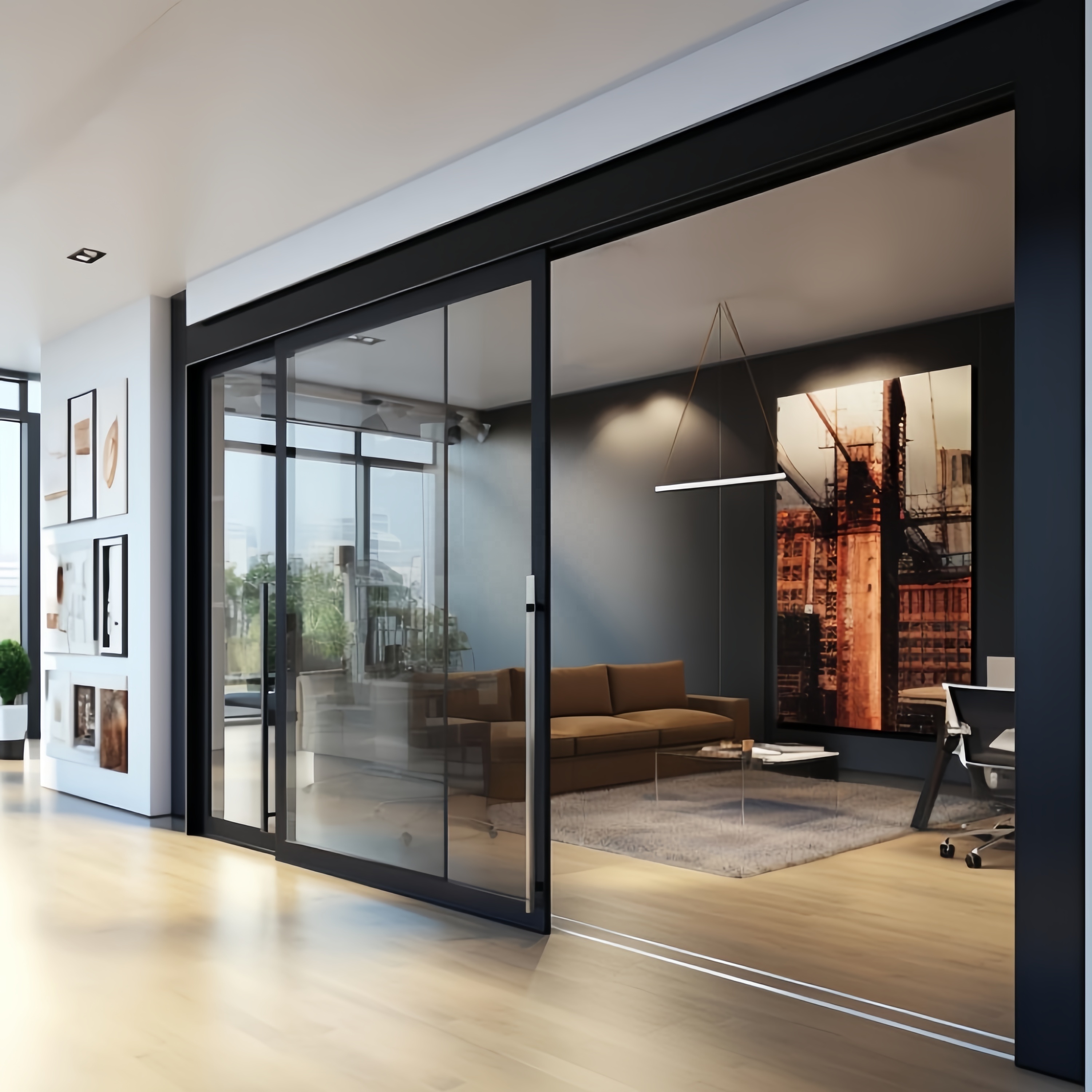 Customized Modern Sliding Door House Kitchen Waterproof Soundproof Aluminum Frame Profiles Cabinet Glass Sliding Door