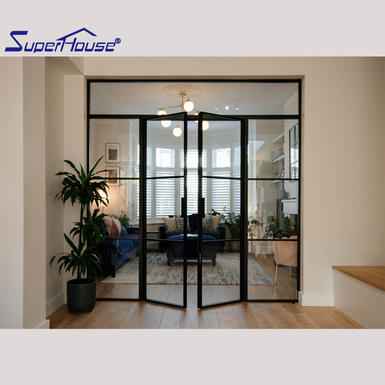 Casement Exterior French Doors Florida Hurricane Proof Laminated Safety Glass Waterproof Impact Resistant Aluminium Door