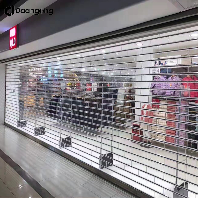 Crystal Tambour Style Rolling Door for Jewelry Displays with Frosted Polycarbonate and Soft Close Mechanism