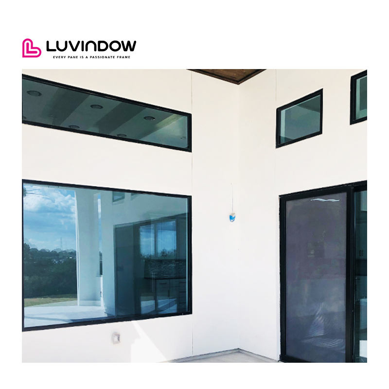 Hurricane Impact Proof Skylight Exterior Thin Frame Black Large Aluminum Fixed Decoration Pictures Windows